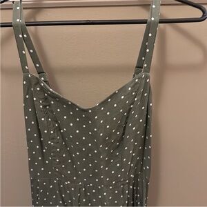 Olive Green Polka Dot Mini Dress